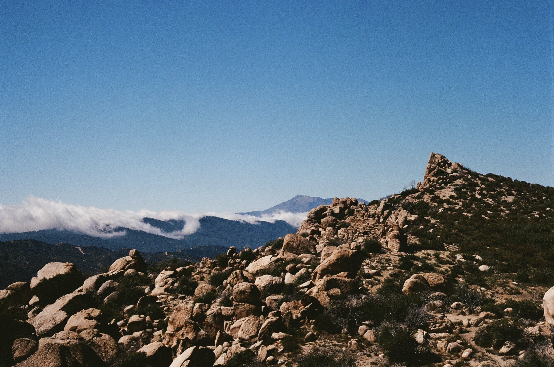 A rocky ridge above a sea of clouds